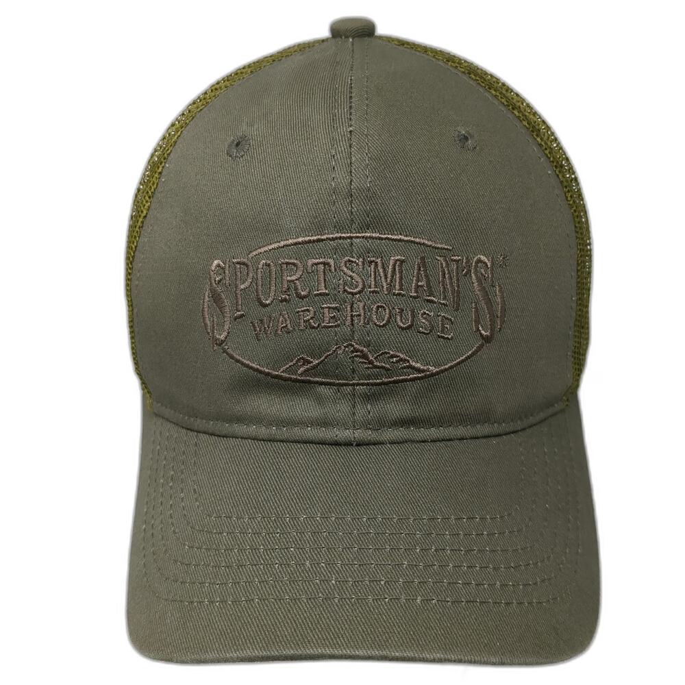 Sportsman's Warehouse Trucker Hat Green One Size Snapback Mesh Mountain Logo